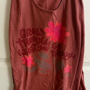 NATURAL LIFE Red Tank Top with Pink Floral Design
